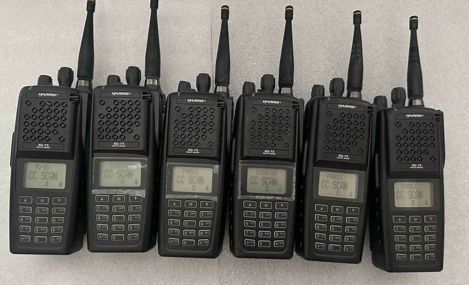HARRIS XG-75 MULTI-MODE RADIO XG-75P EVXG W/ BATTERY & ANTENNA LOT OF 6 HARRIS XG-75 MULTI-MODE RADIO XG-75P EVXG W/ BATTERY & ANTENNA LOT OF 6