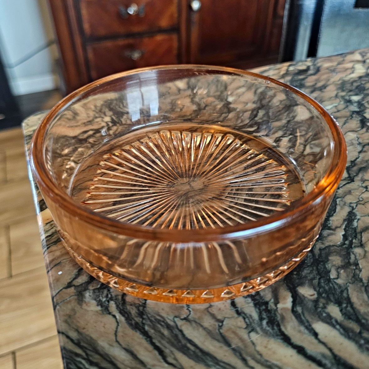 Antique Pink Depression Glass bowl. Perfect for your vanity.
