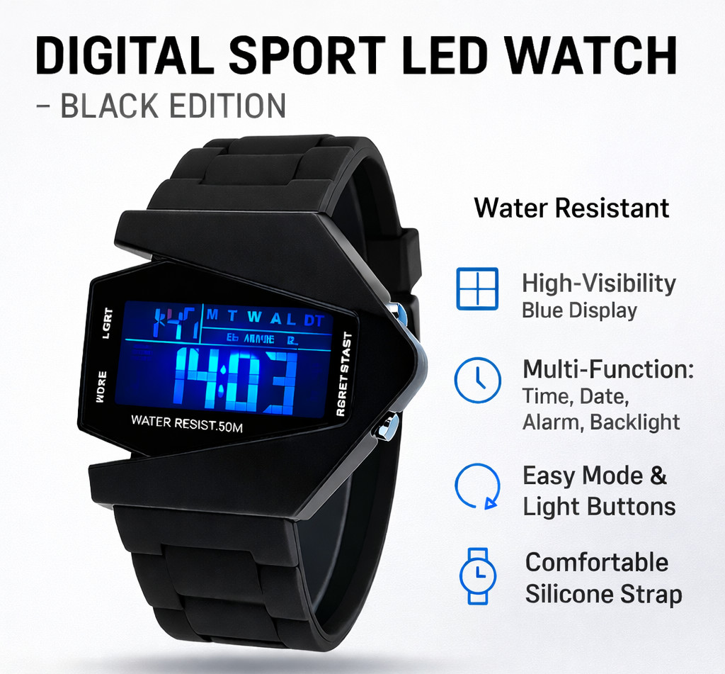 Reloj Para Hombre Mujer LED Luz Digital Pulsera de Silicone Moda Deporte Lujo