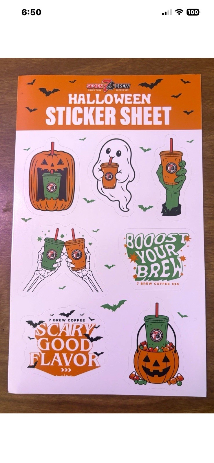 7 Brew Coffee Halloween Vinyl Sticker Sheet Multicolor Ghost Graphic Print