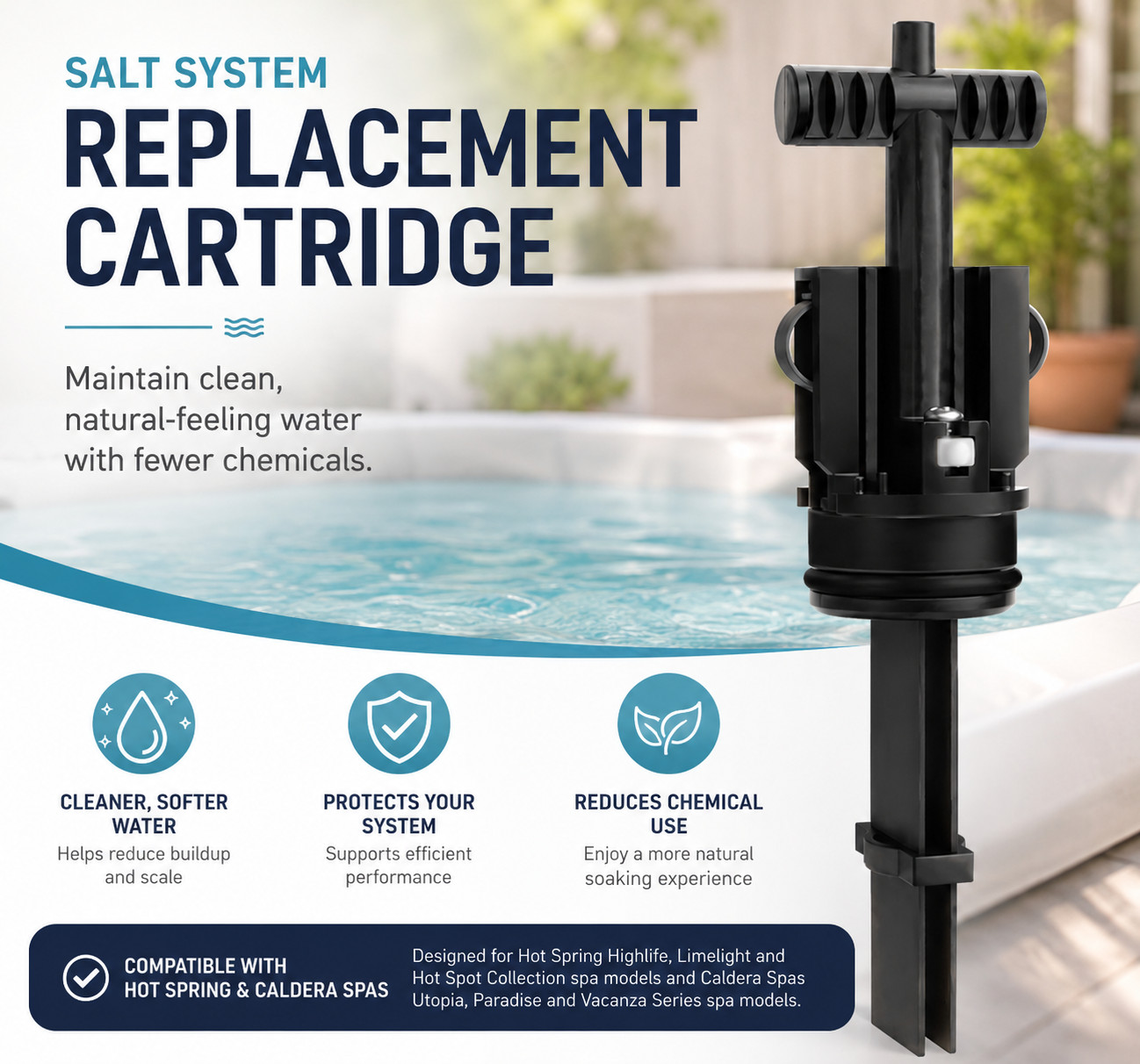 FreshWater Salt System Cartridges 80004 Hot Spring Spa, Caldera 3 Pack