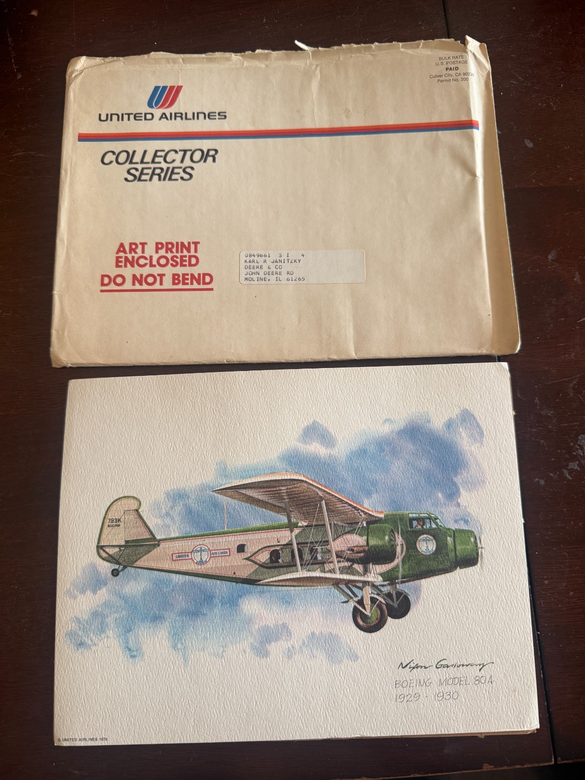 Nixon Galloway Art Print United Airlines Collector - Boeing Model 80A