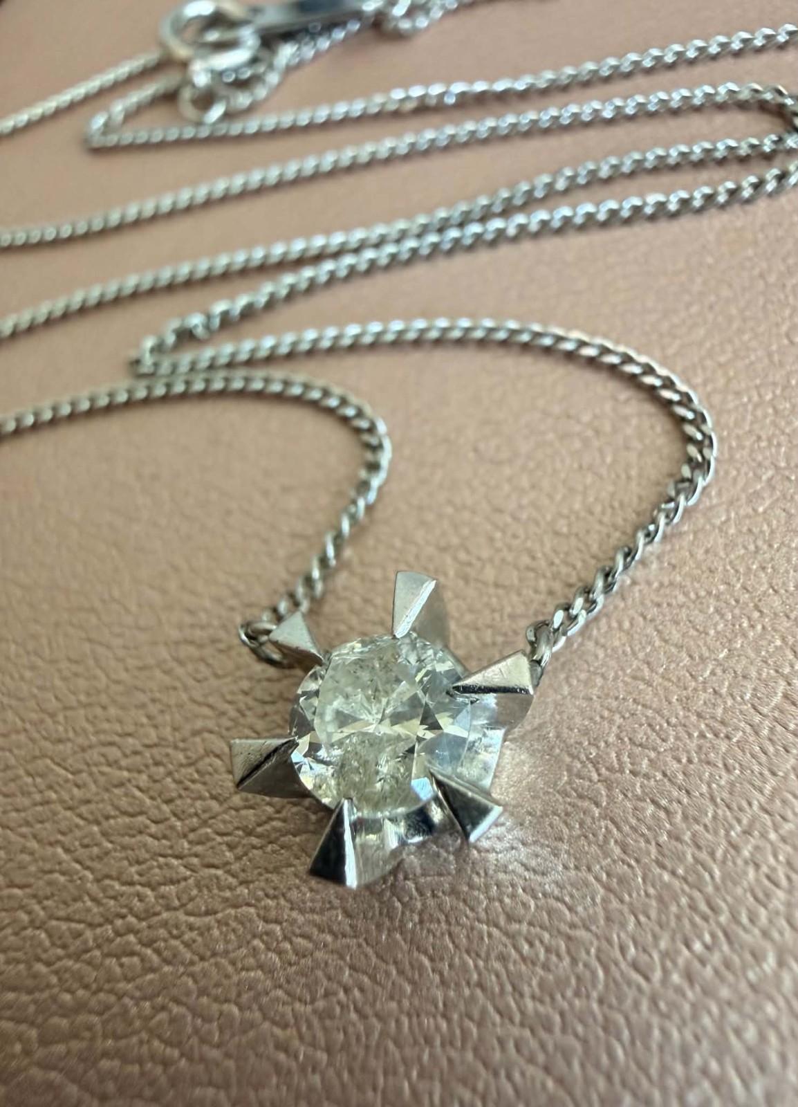 SALE Vintage Platinum Solitaire Necklace with 0.51ct Natural Diamond