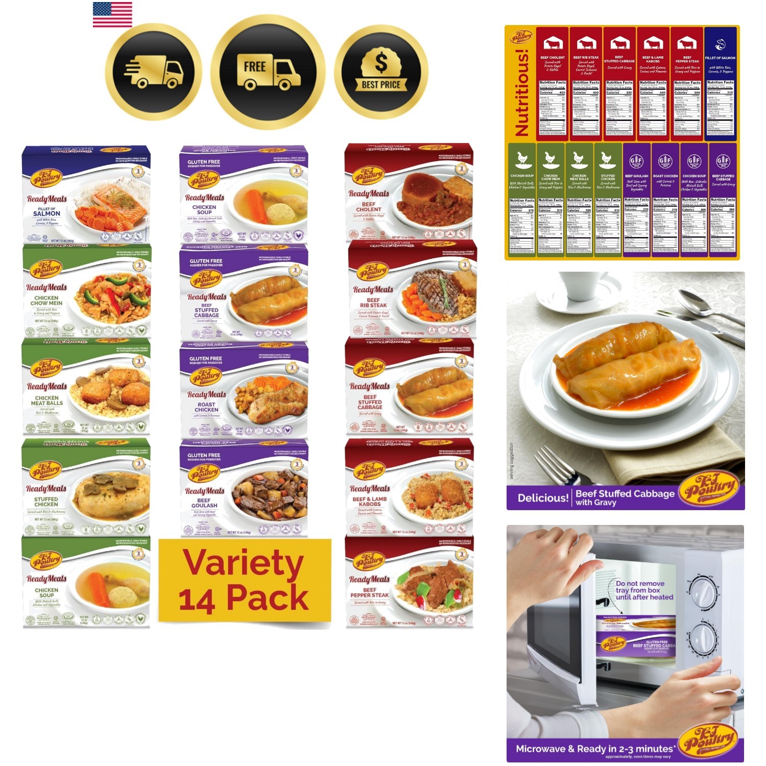 Kosher Ready Meals Chicken Beef Salmon Pack Fully Cooked Shelf Stable