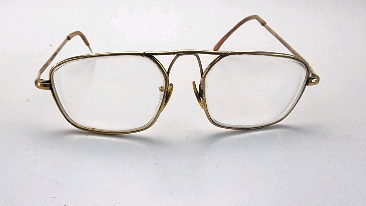 Vtg American Optical 1-10 12K GF GOLD Aviator Pilot Eyeglasses Vietnam Military