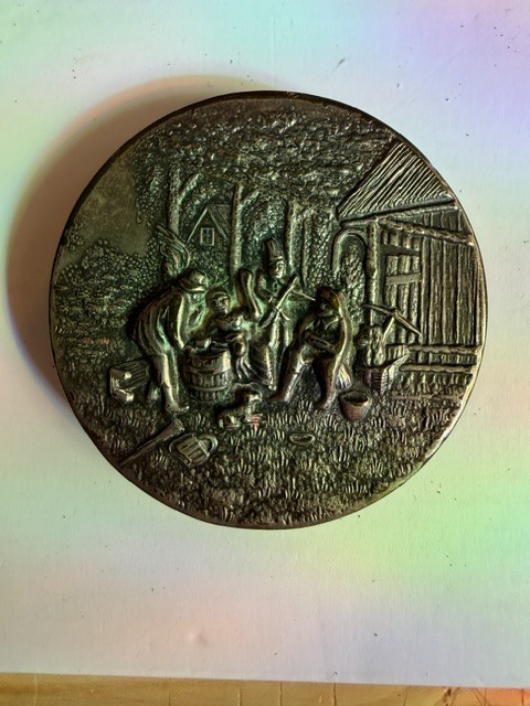 VTG - Danish Silver Plate Compact Hans Jensen Repousse Dutch Village Scene