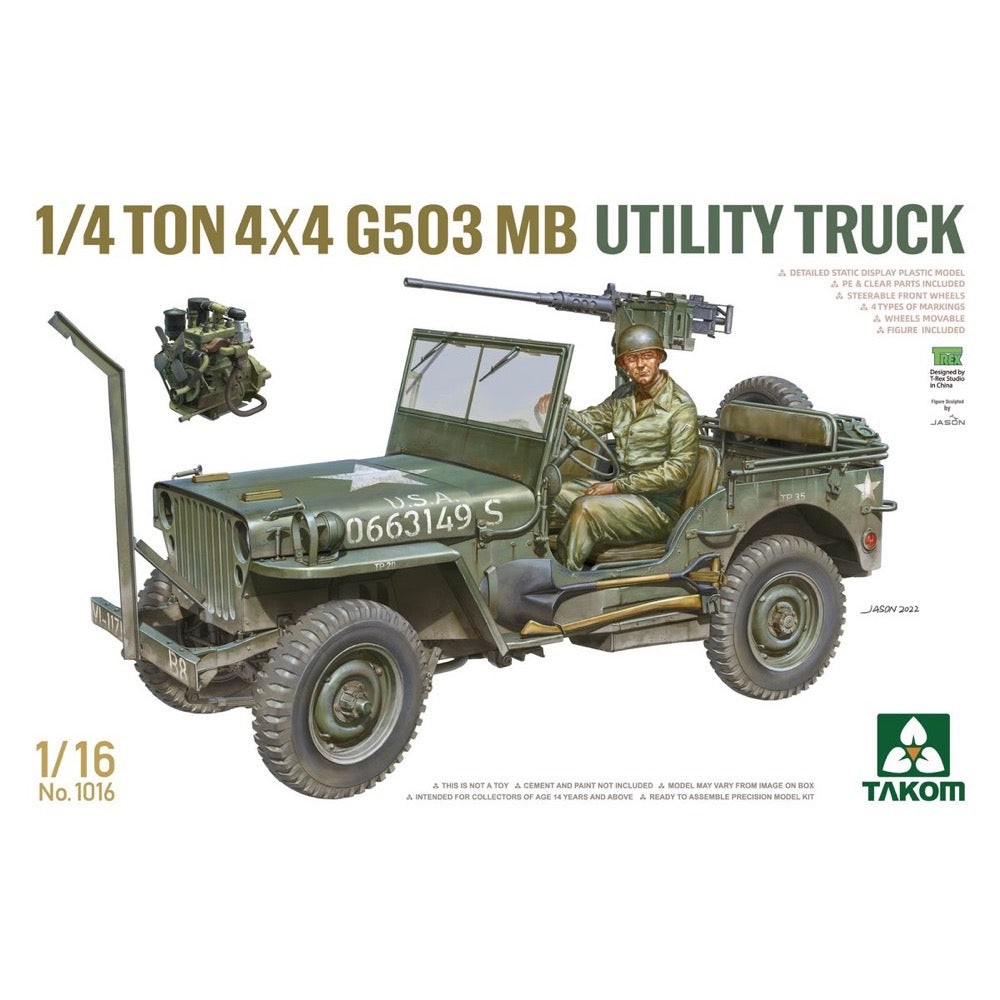 Takom 1016 1:16 1/4-Ton 4X4 G503 MB Utility Truck Plastic Model Kit