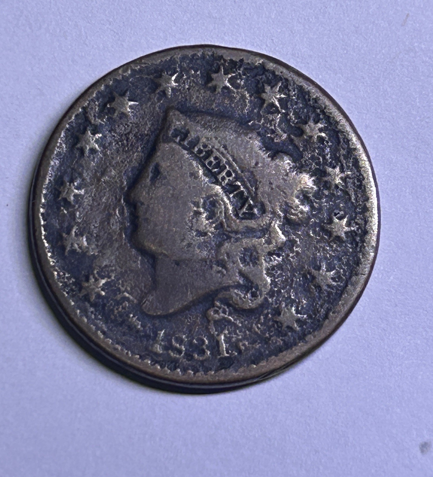 1831 Large Cent Coronet Head Copper Coin Early US Type Collectible 1831 Large Cent Coronet Head Copper Coin Early US Type Collectible