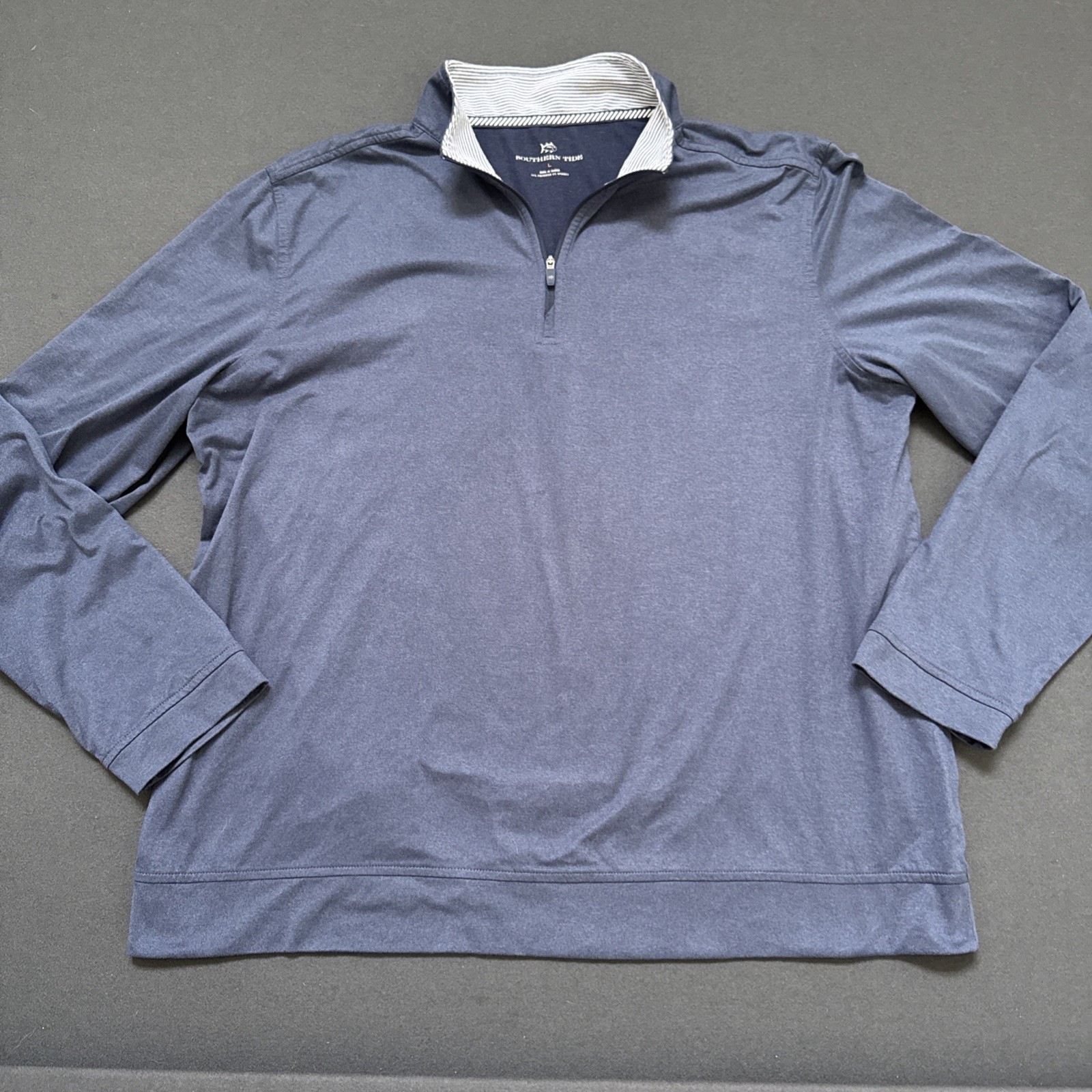 Mens Southern Tide Performance Long Sleeve 1/4 Zip Pullover Blue - Large