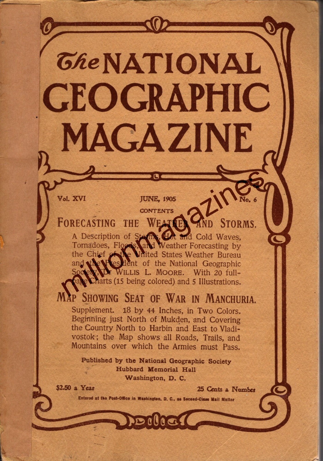 1905 National Geographic June Forcasting weather & storms;Manchuria war with Map