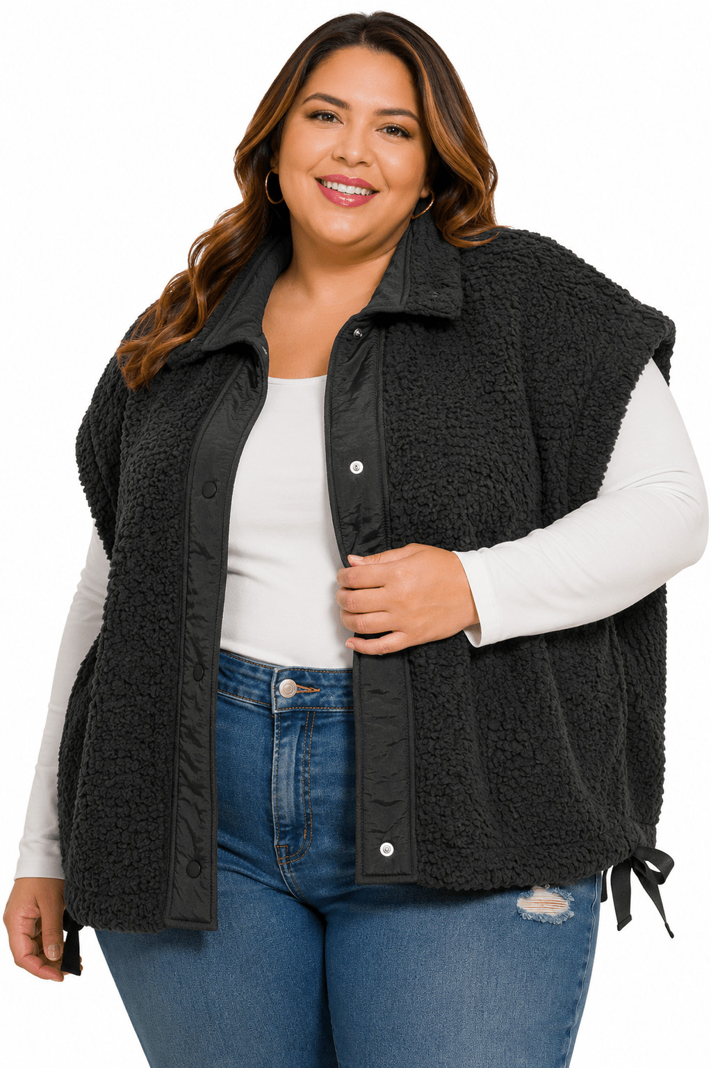 PLUS ZENANA OVERSIZED FAUX FUR VEST