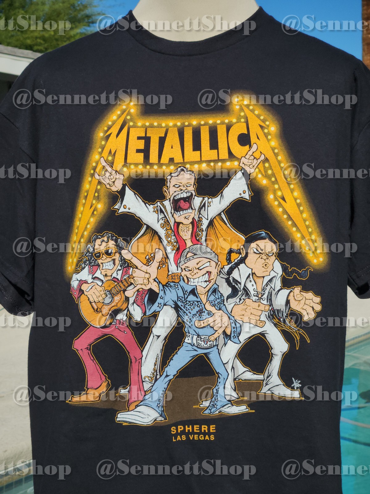 Metallica Life Burns Faster Black Shirt (Band of Elvis) Sphere Las Vegas