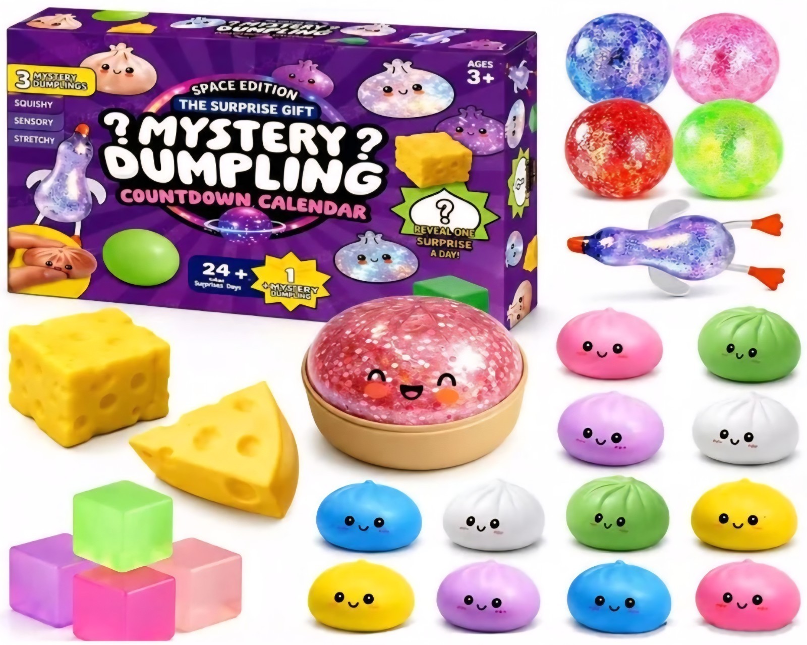 25X Big Mystery Dumpling Blind Box Advent Calendar Squishy Bao Bun Stress Relief