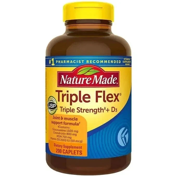 Nature Made Triple Flex Triple Strength + D3, 200 Caplets EXP: 06/2028 Nature Made Triple Flex Triple Strength + D3, 200 Caplets EXP: 06/2028