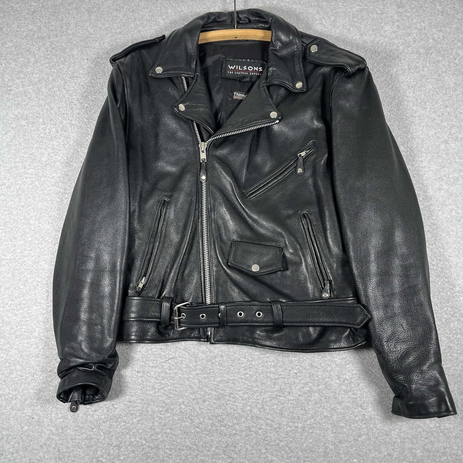 Vintage Wilsons Leather Jacket Mens Large Motorcycle Biker Zip Collared Mint Vintage Wilsons Leather Jacket Mens Large Motorcycle Biker Zip Collared Mint