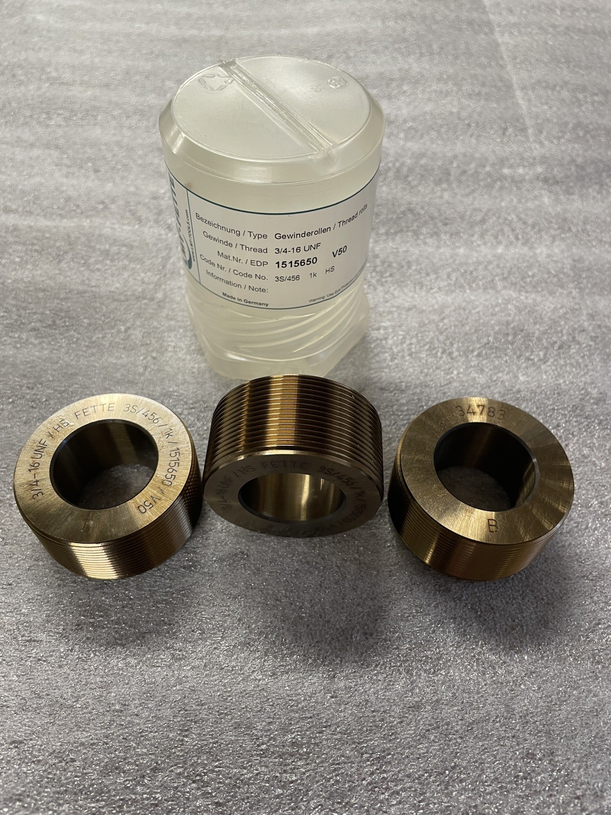 LMT Fette 1515650 3/4-16 UNF 1K Axial Thread Rolls Set of 3 NEW Germany