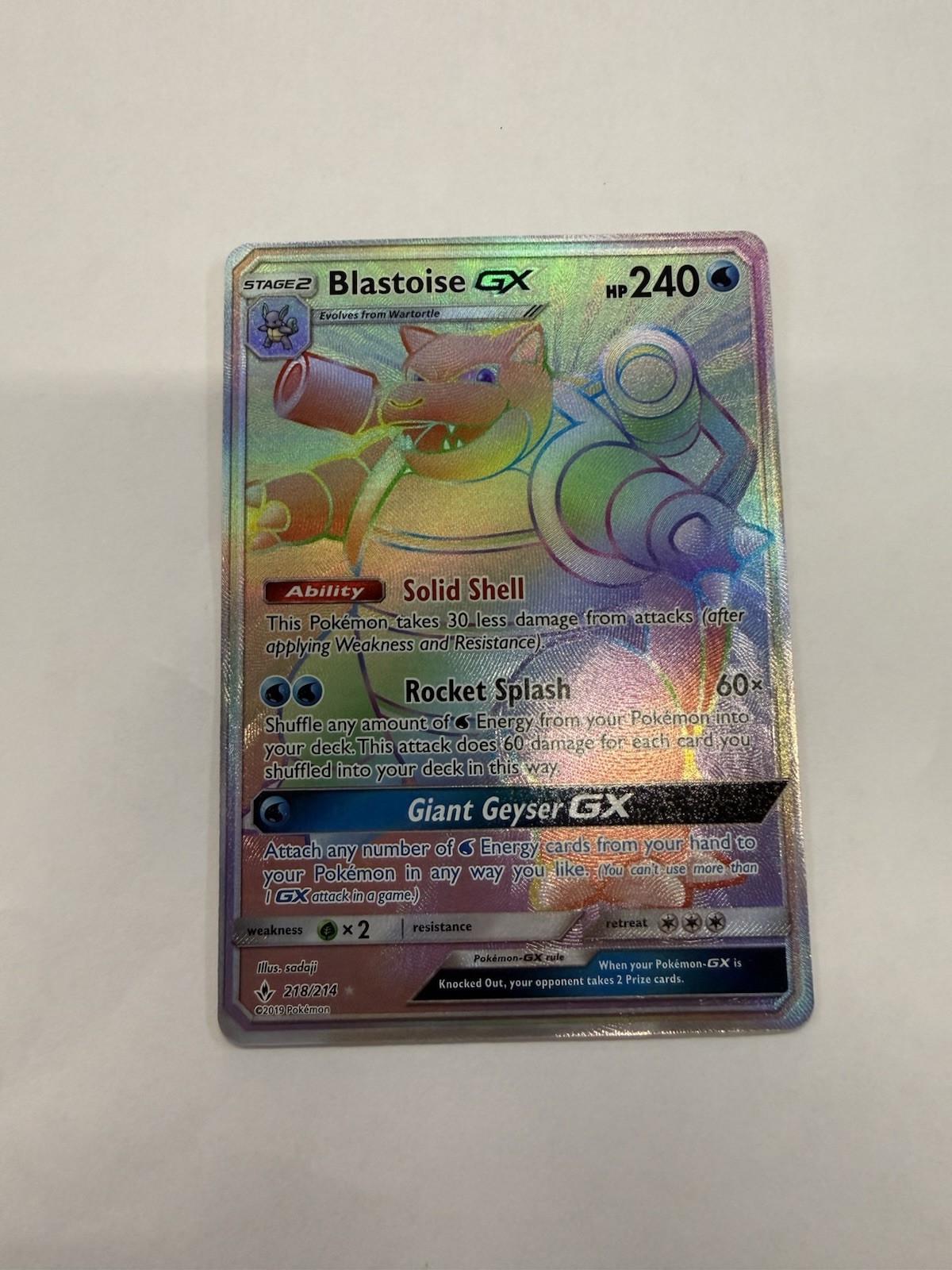 2019 Pokemon Unbroken Bonds Blastoise GX Secret 218/214