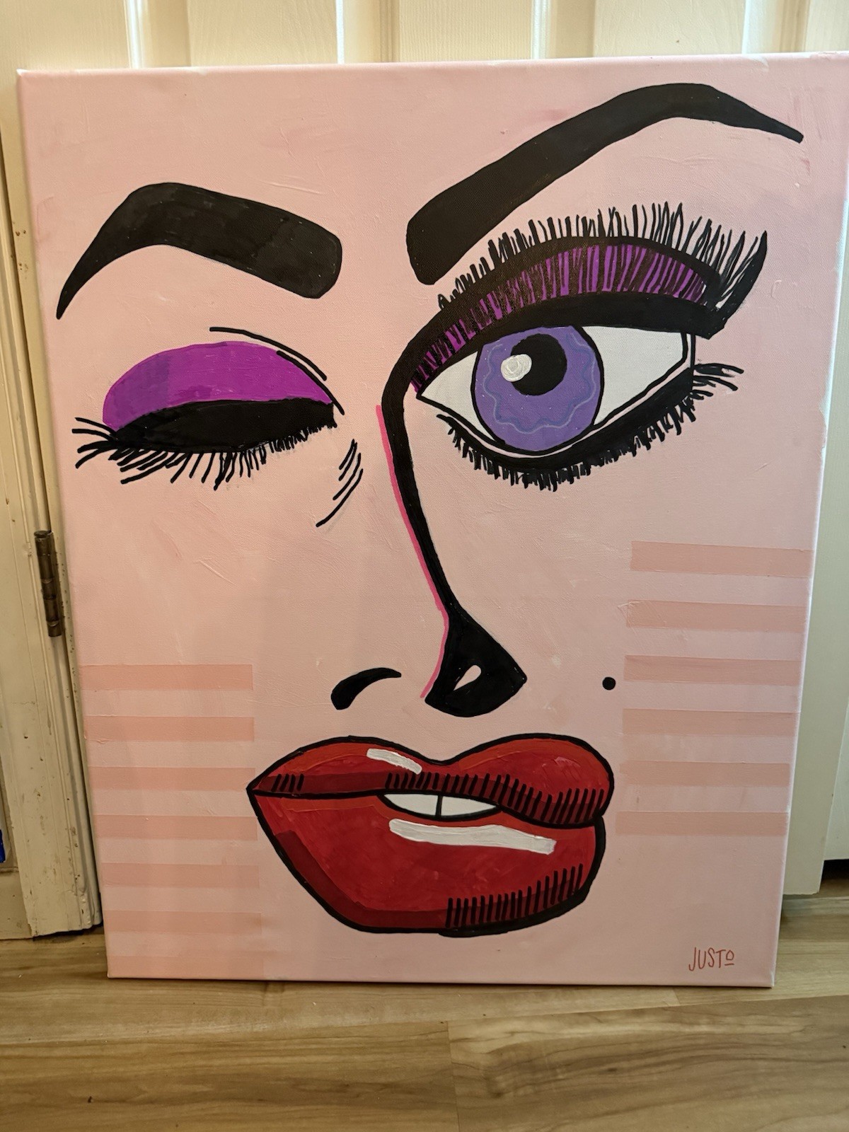 JUSTO Original Pop Art Painting Acrylic on canvas 24x30 JUSTO Original Pop Art Painting Acrylic on canvas 24x30