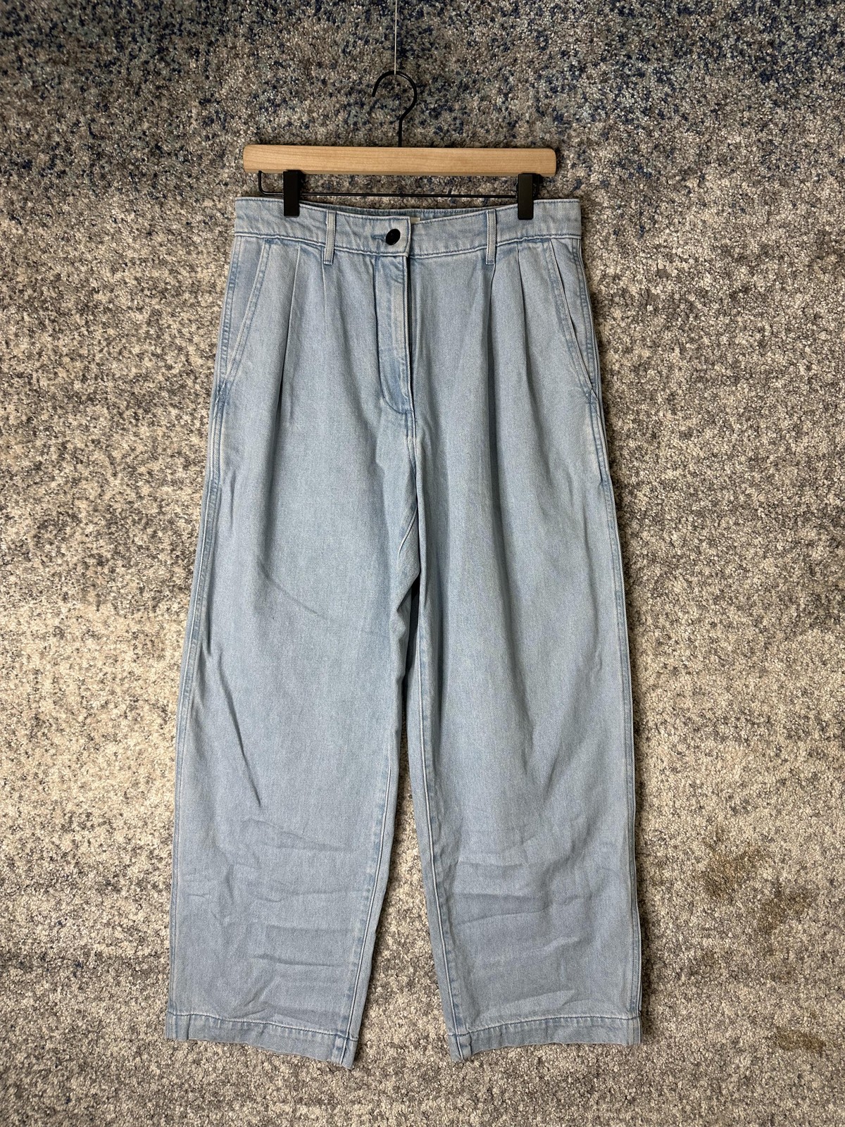 Wilfred Free Pants Womens 8 Light Blue Pleated Denim Wide Leg Trousers