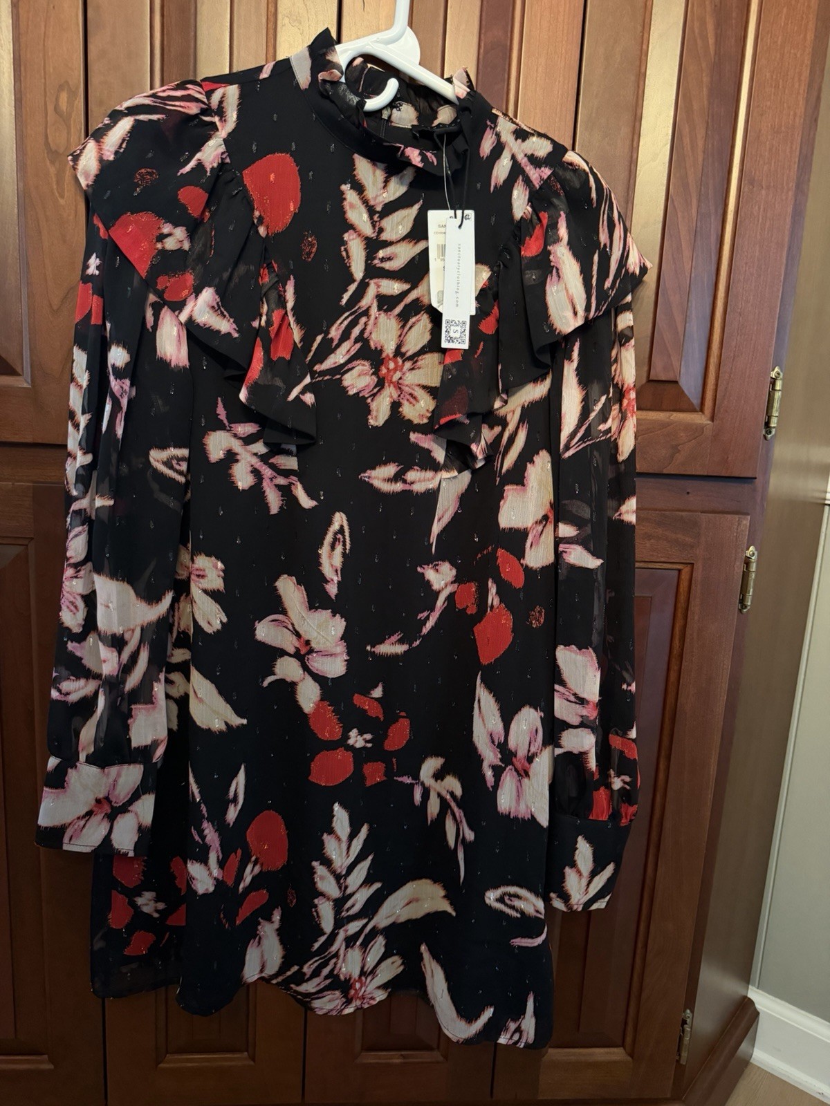 NWT Sanctuary Twice As Cute Womens Metallic Mini Babydoll Dress S Poinsettia