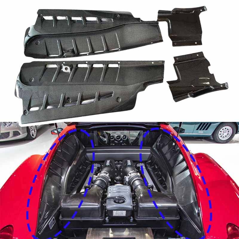 1x1 Carbon Fiber Replace Engine Bay Panel Kit For Ferrari F430 Coupe 05-10 Gloss