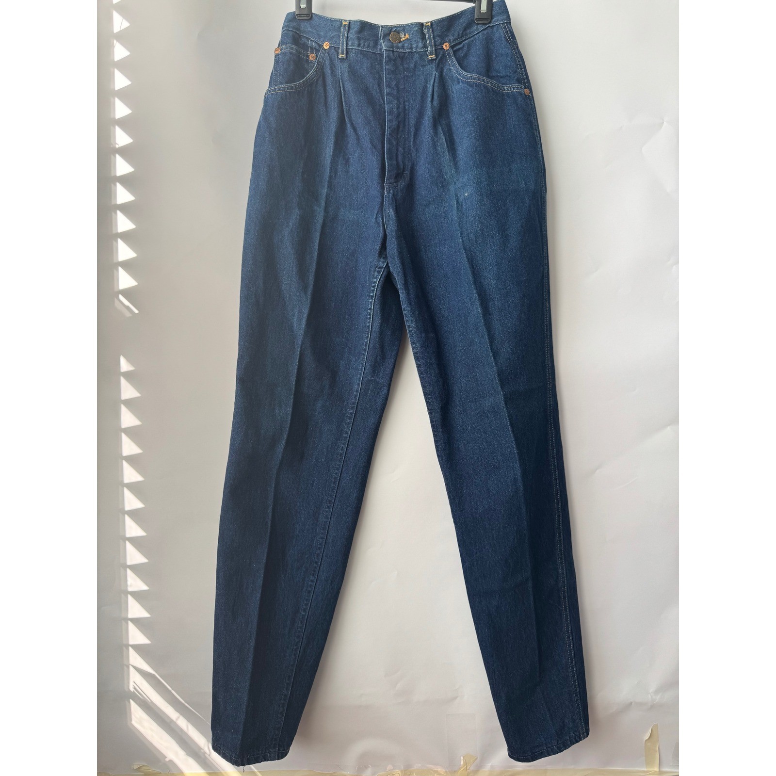 Vintage Lee Riders High Waisted Pleated Tapered Leg Jeans Dark Wash USA Made 12 Vintage Lee Riders High Waisted Pleated Tapered Leg Jeans Dark Wash USA Made 12