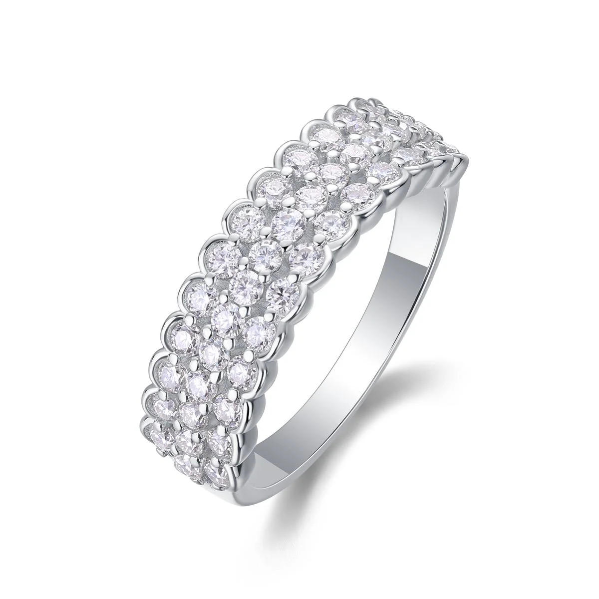 Fifty8 Moissanite Pave Band Ring 925 Silver Poetry Elegance