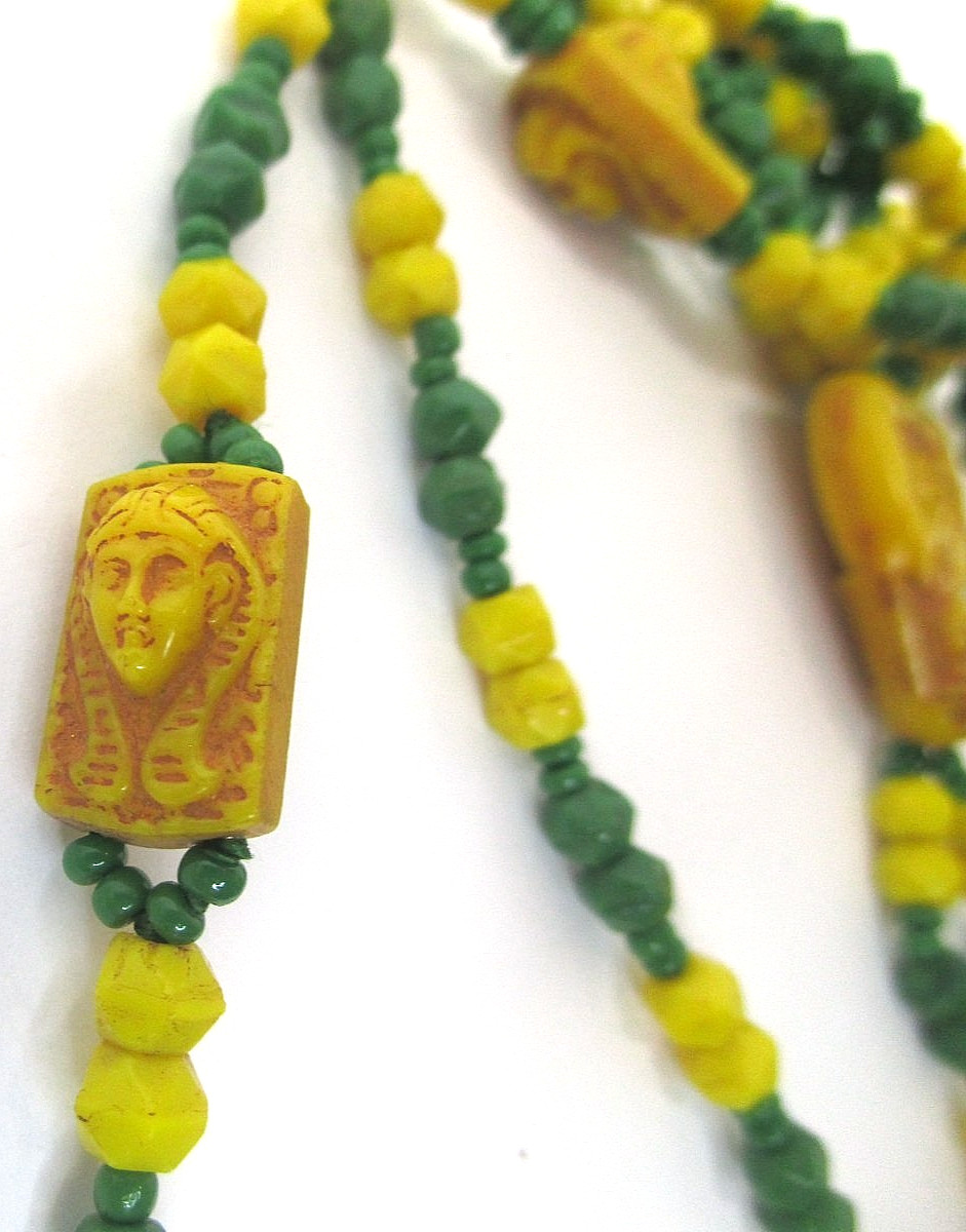 Antique Max Neiger Egyptian Revival Art Deco 1920s Necklace w/ Tassle Restrung