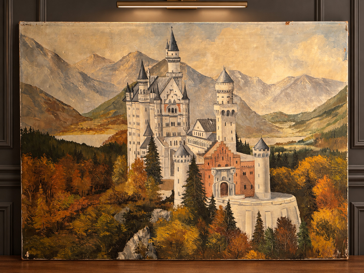 Painting by Hans Lesmeister Neuschwanstein Castle 1961