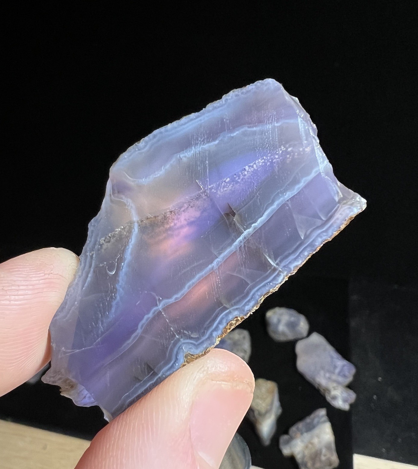 1970’s Polished Holley Blue Agate; Lace Banding, AA+ 28.31g, Linn Co. Oregon 