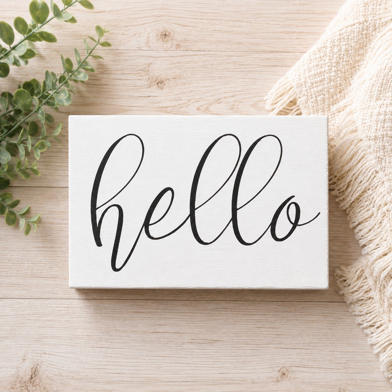 Hello Wood Block Sign – Farmhouse Home Decor – WHITE &BLACK 6