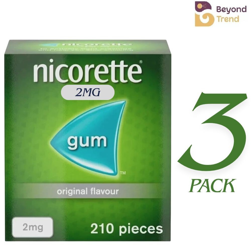 3X Nicorette ORIGINAL Flavour Gum 2MG 210 Pieces \ 3X Nicorette ORIGINAL Flavour Gum 2MG 210 Pieces \