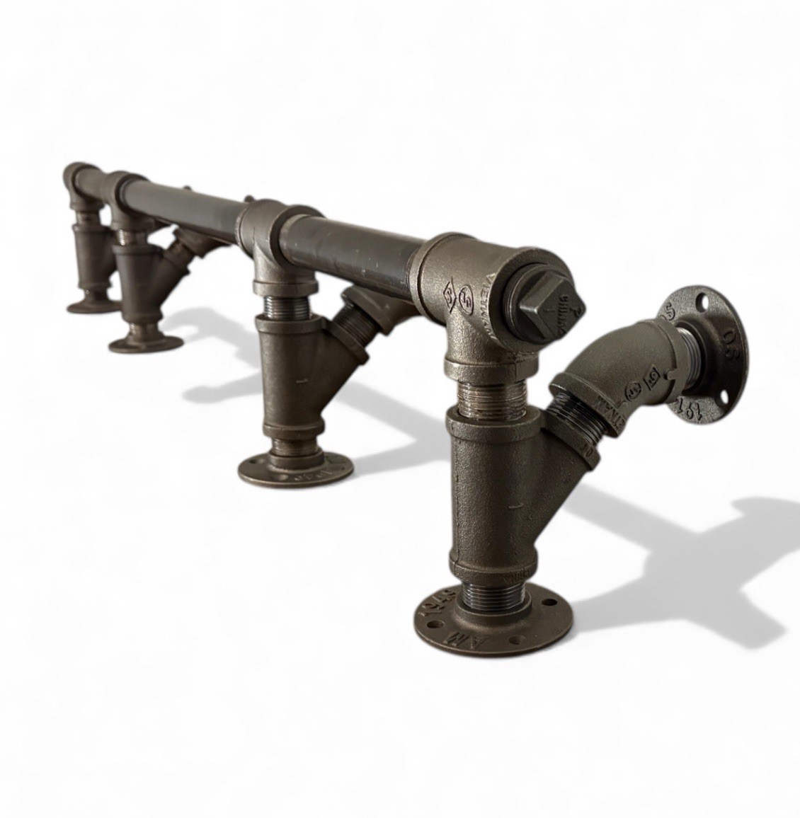 Industrial Pipe Foot Rail - 1” Pipe x 7.5” Tall X 6.5” Deep - 48” to 120\