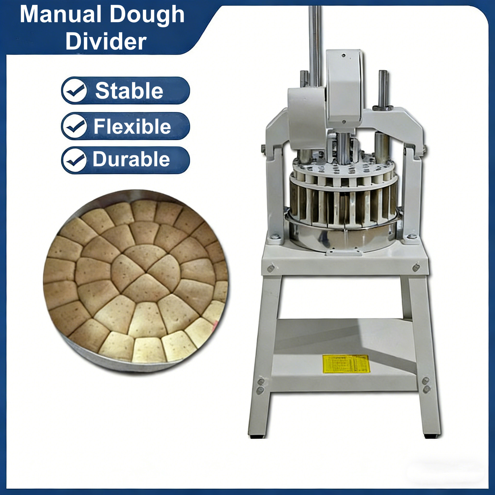 36-Pcs Commercial Manual Press Dough Divider Dough Cutting Machine 1.06oz-5.64oz