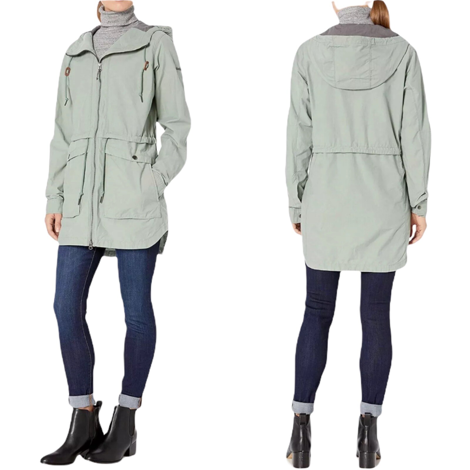 Columbia Women\'s Green Hooded West Bluff Jacket with deep Pockets Size Small 