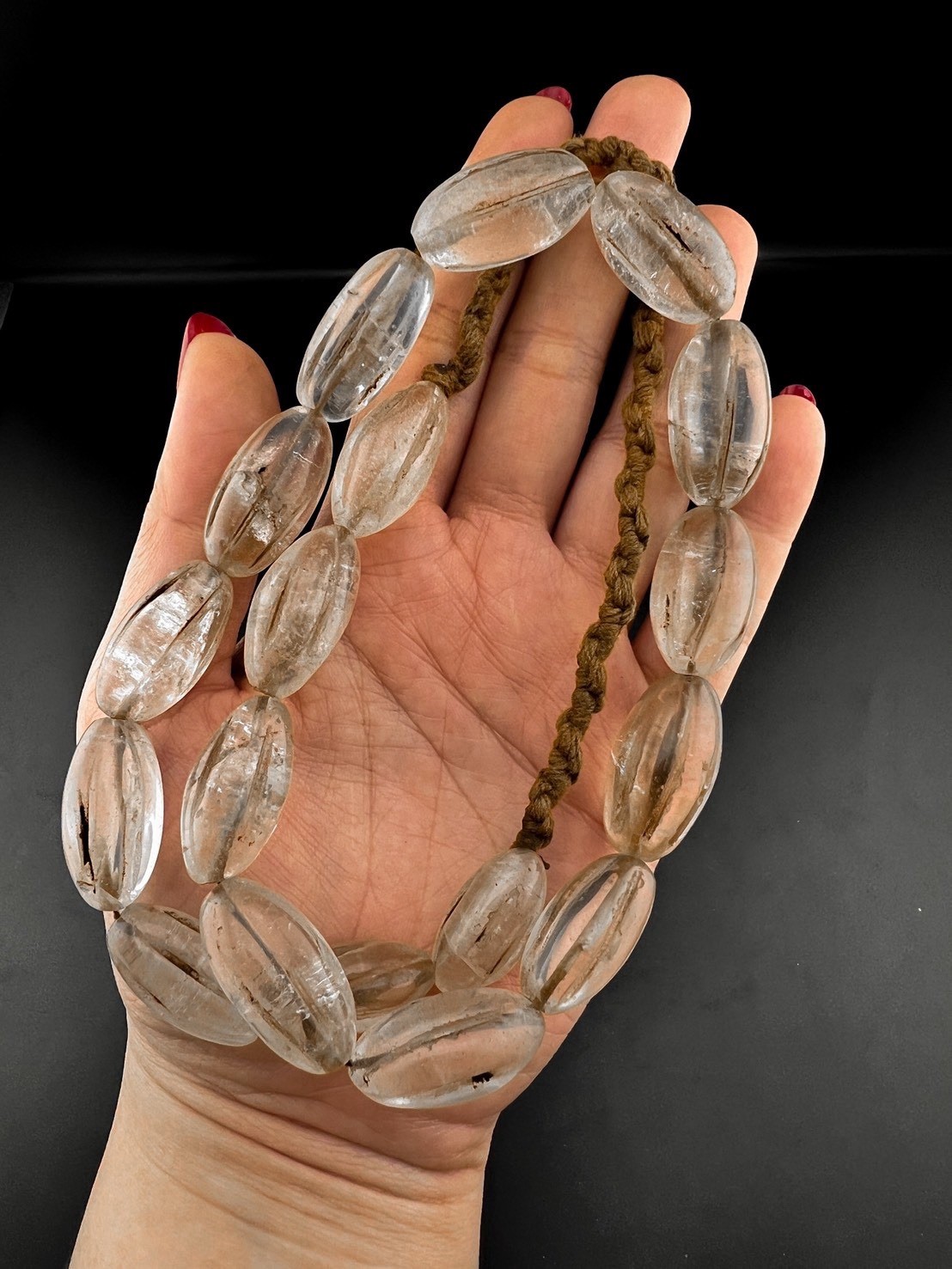 Old Himalayan Roman Crystal Quarts  Cut Rare Beads Necklace