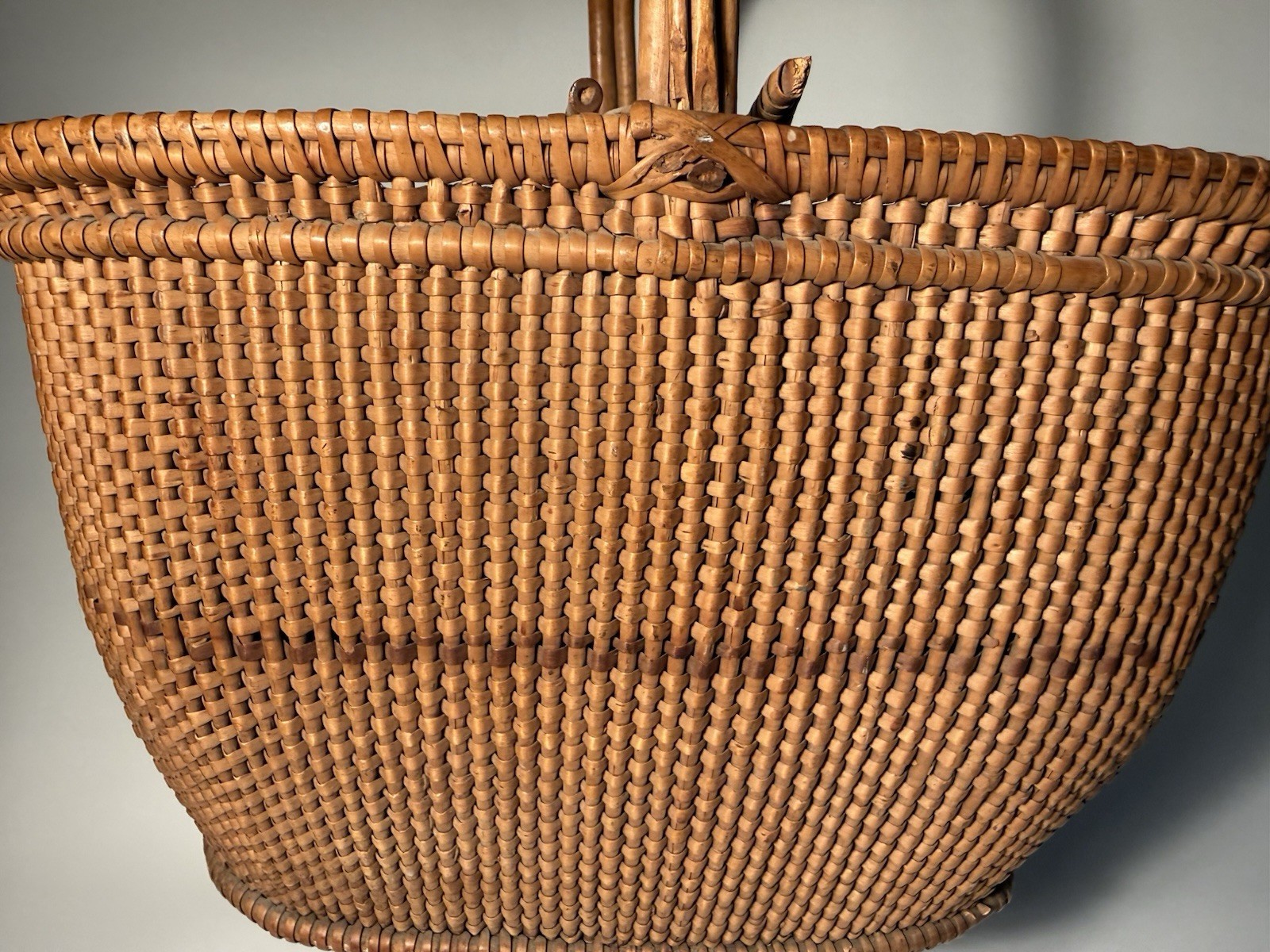 Antique (1870s) French Wicker Oval Harvesting Basket Antique (1870s) French Wicker Oval Harvesting Basket