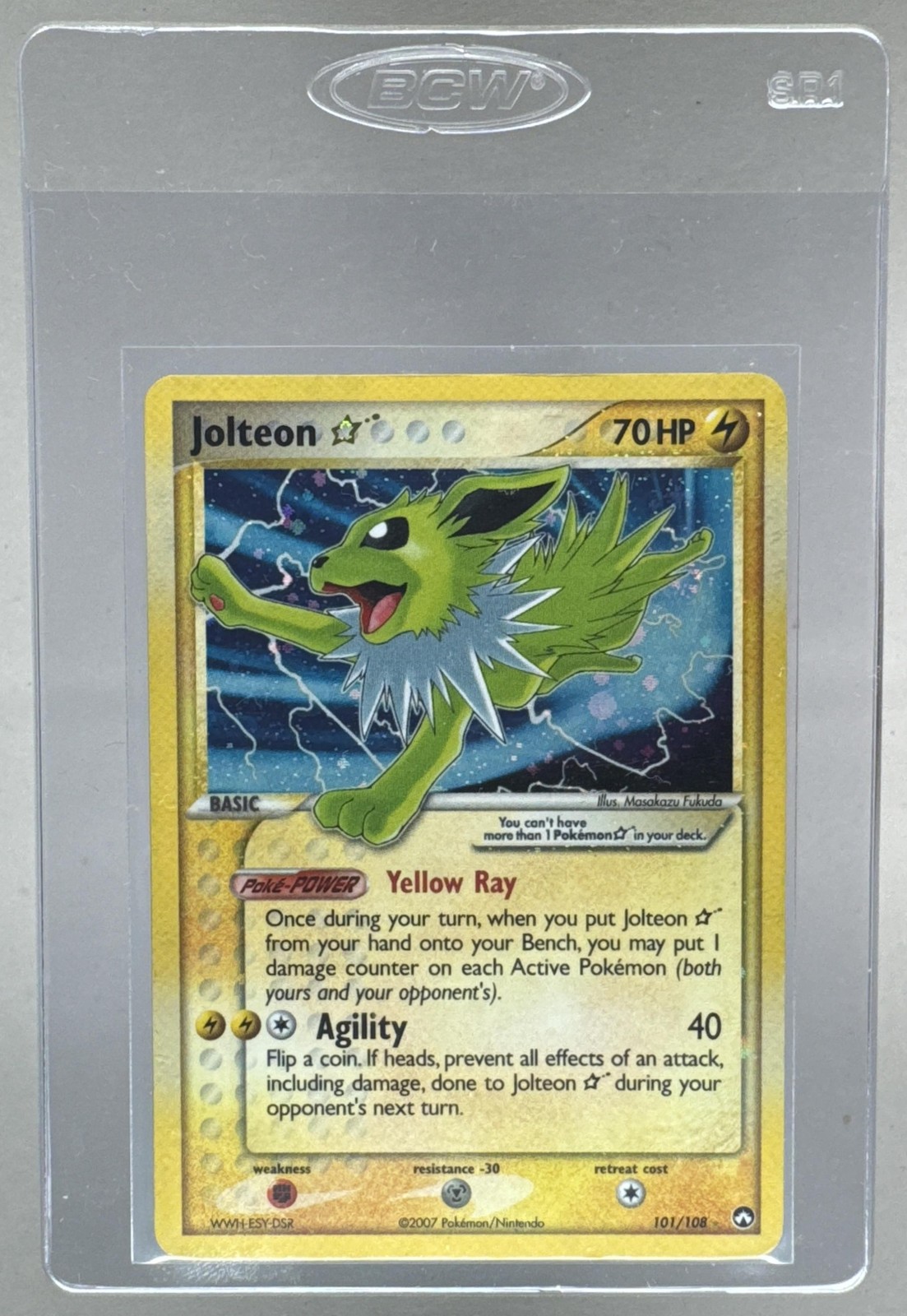 Jolteon Gold Star 2007 Pokemon EX Power Keepers #101 Holo LP Jolteon Gold Star 2007 Pokemon EX Power Keepers #101 Holo LP