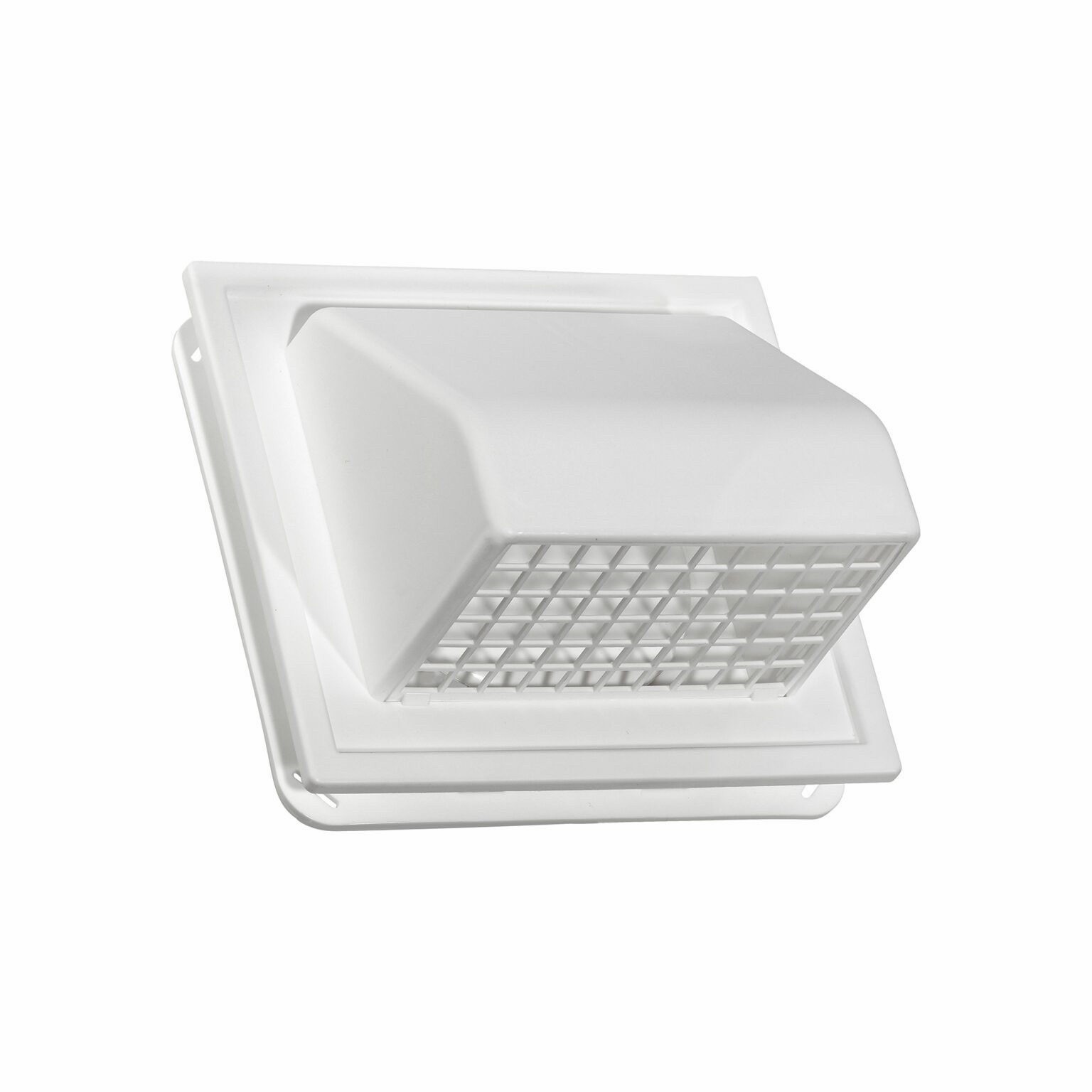 4” White Plastic Dryer Vent - J Channel – Spring Damper - Screen - 1” Collar