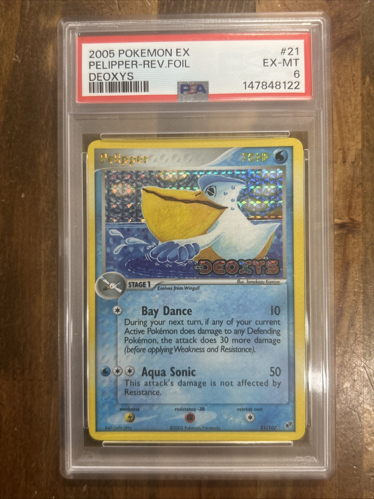GRADED PSA 6 2005 Pokemon Ex Pelipper-Rev. Foil Deoxys #21