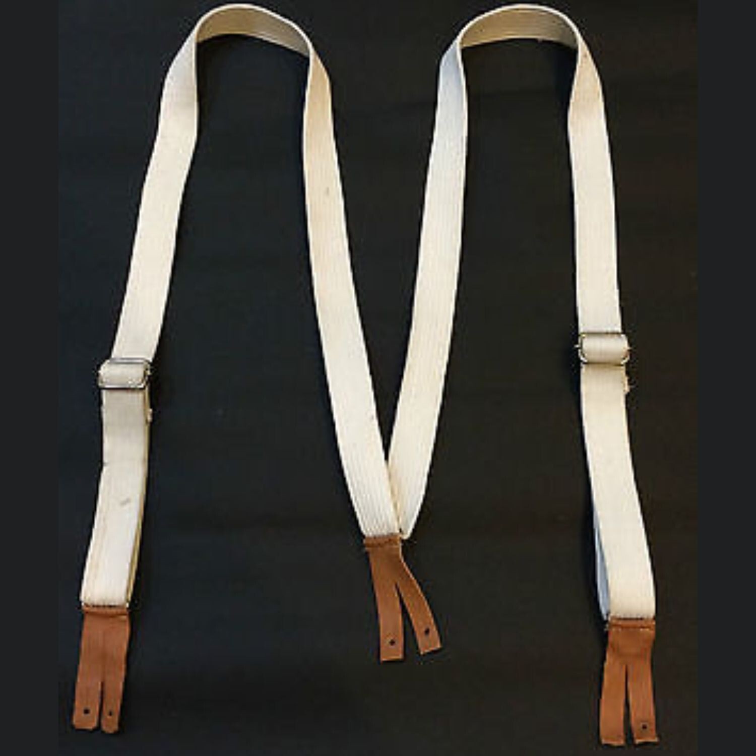 WWI WWII British Army Trouser Braces Suspenders Repro – White Cotton Webbing