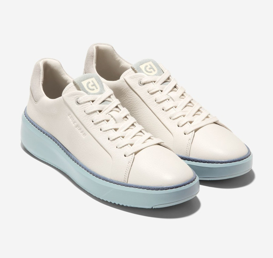 Cole Haan Men\'s GrandPrø Topspin Sneaker Ivory/Cloud Blue, C38351, 8 M