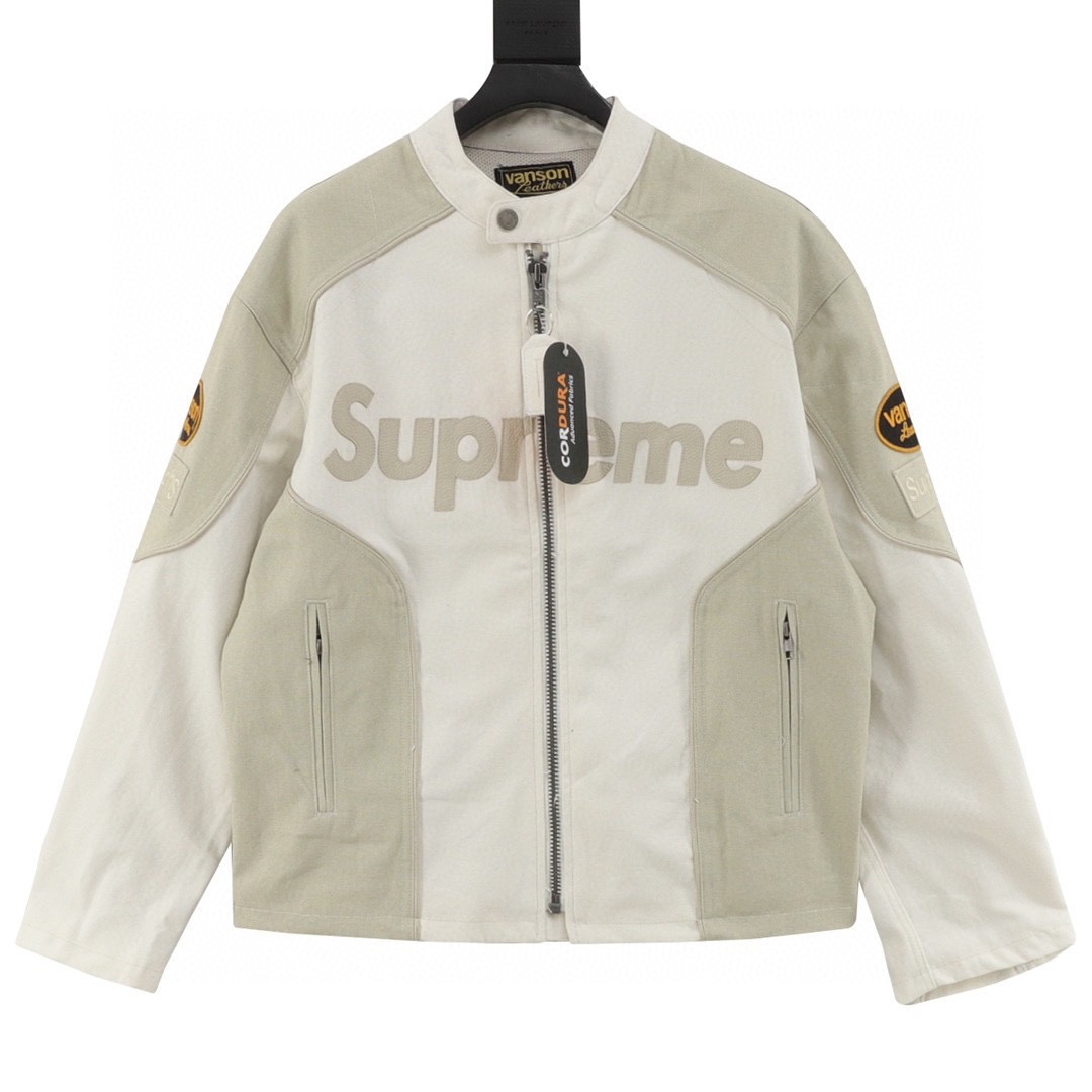 Supreme x vanson leathers cordura cotton jacket white 