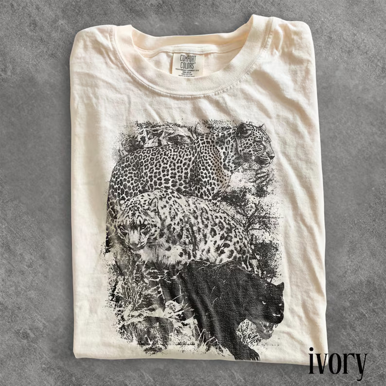 Vintage Big Cat Leopard Animal Safari Comfort Tee