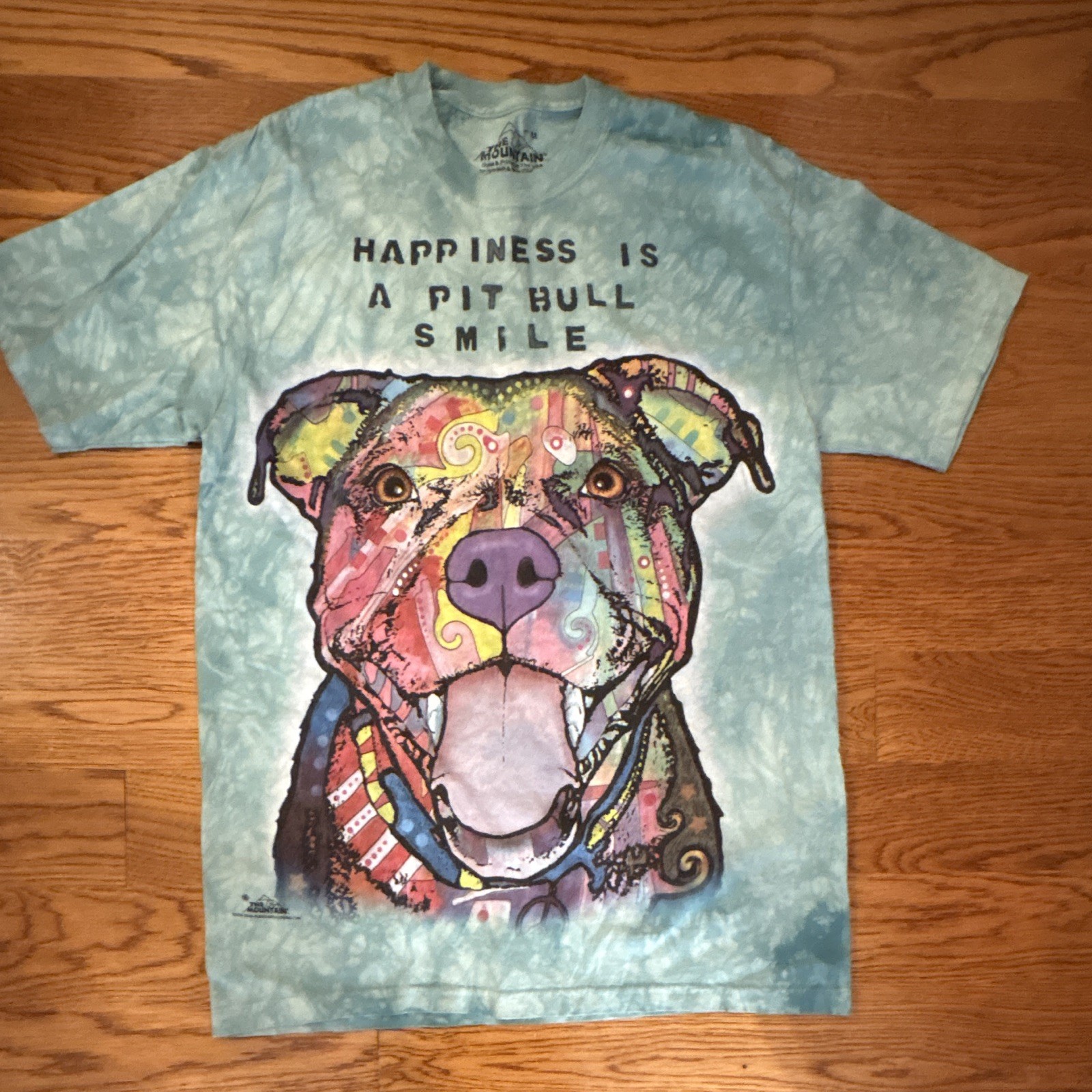 The Mountain 100% Cotton T-Shirt Teal Sz M Happiness Is A Pitbull Smile NWOT The Mountain 100% Cotton T-Shirt Teal Sz M Happiness Is A Pitbull Smile NWOT