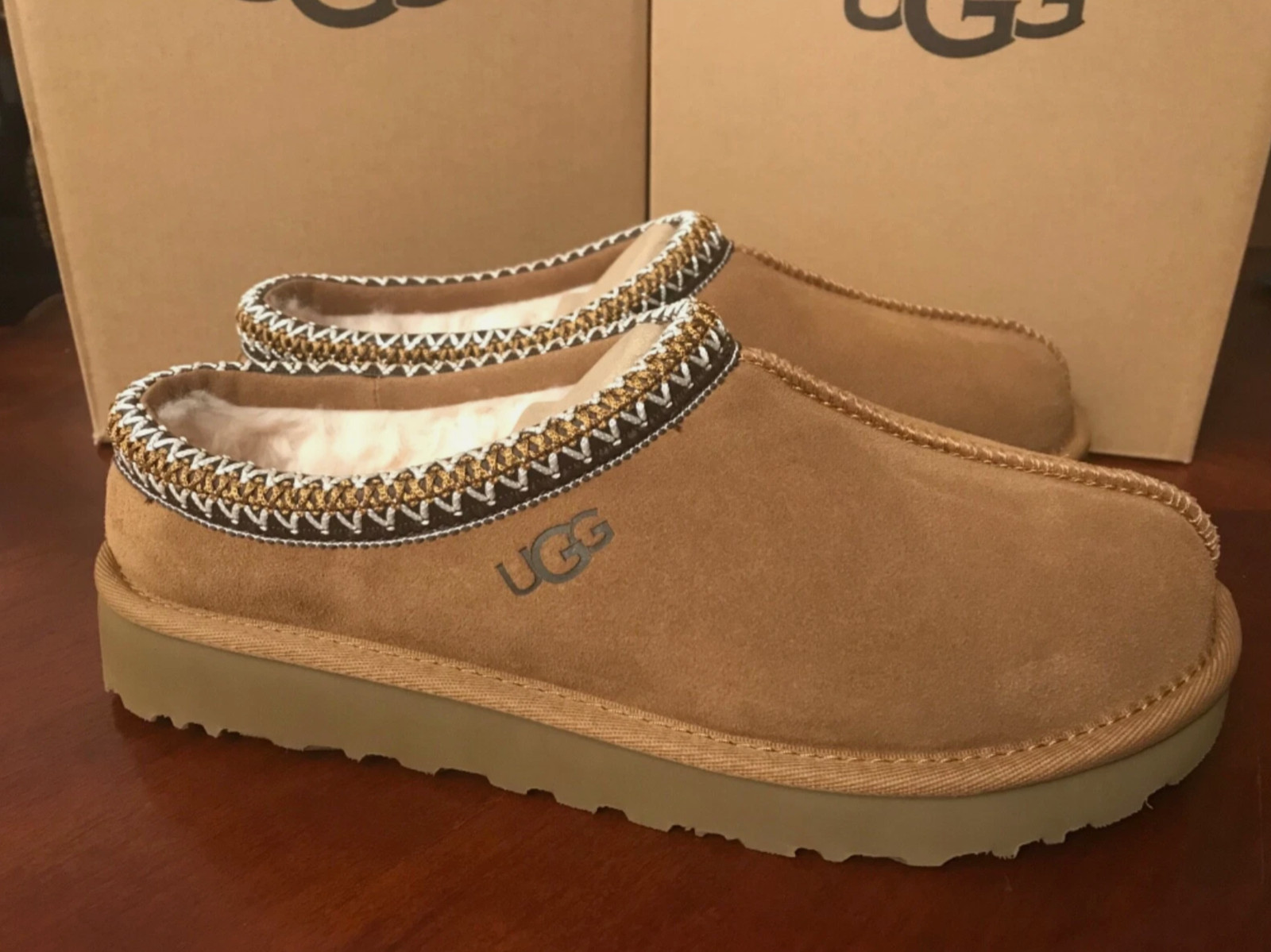 New UGG Tasman II Chestnut Suede upper wool Women's Slippers New UGG Tasman II Chestnut Suede upper wool Women's Slippers