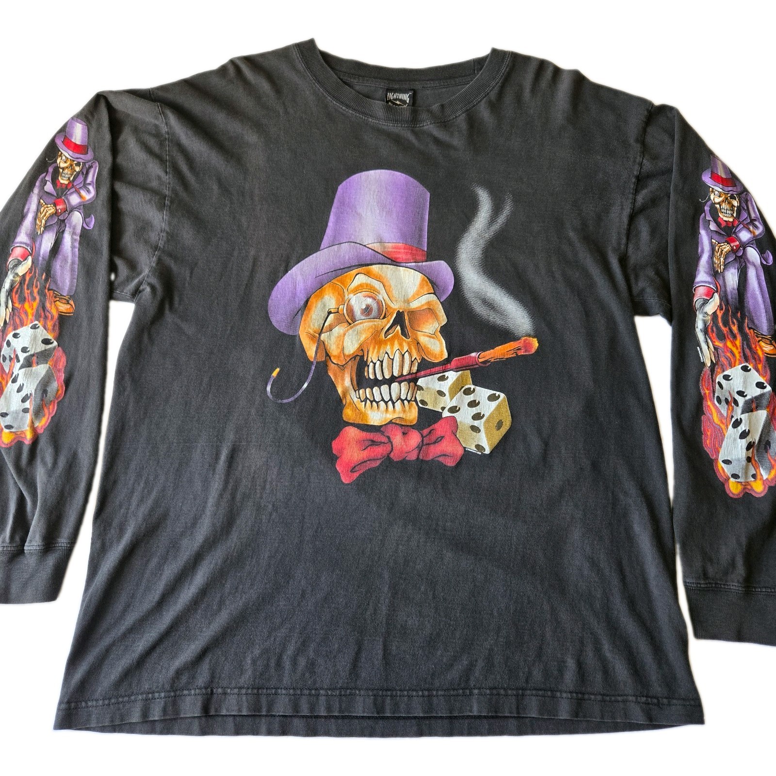 VTG Rare Lightning Double-Sided 2003 Sturgis  Long Sleeve Shirt XL Gambler Skull