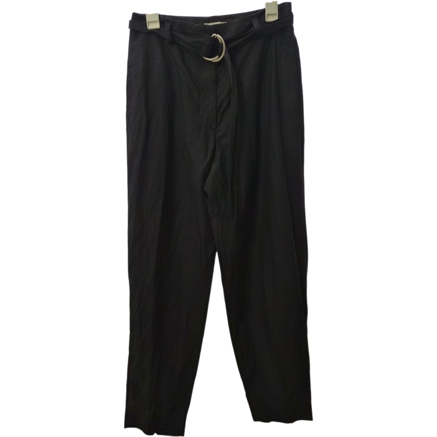 COS Black Cropped Pants Size EU 38 Lyocell Linen Belted NWOT