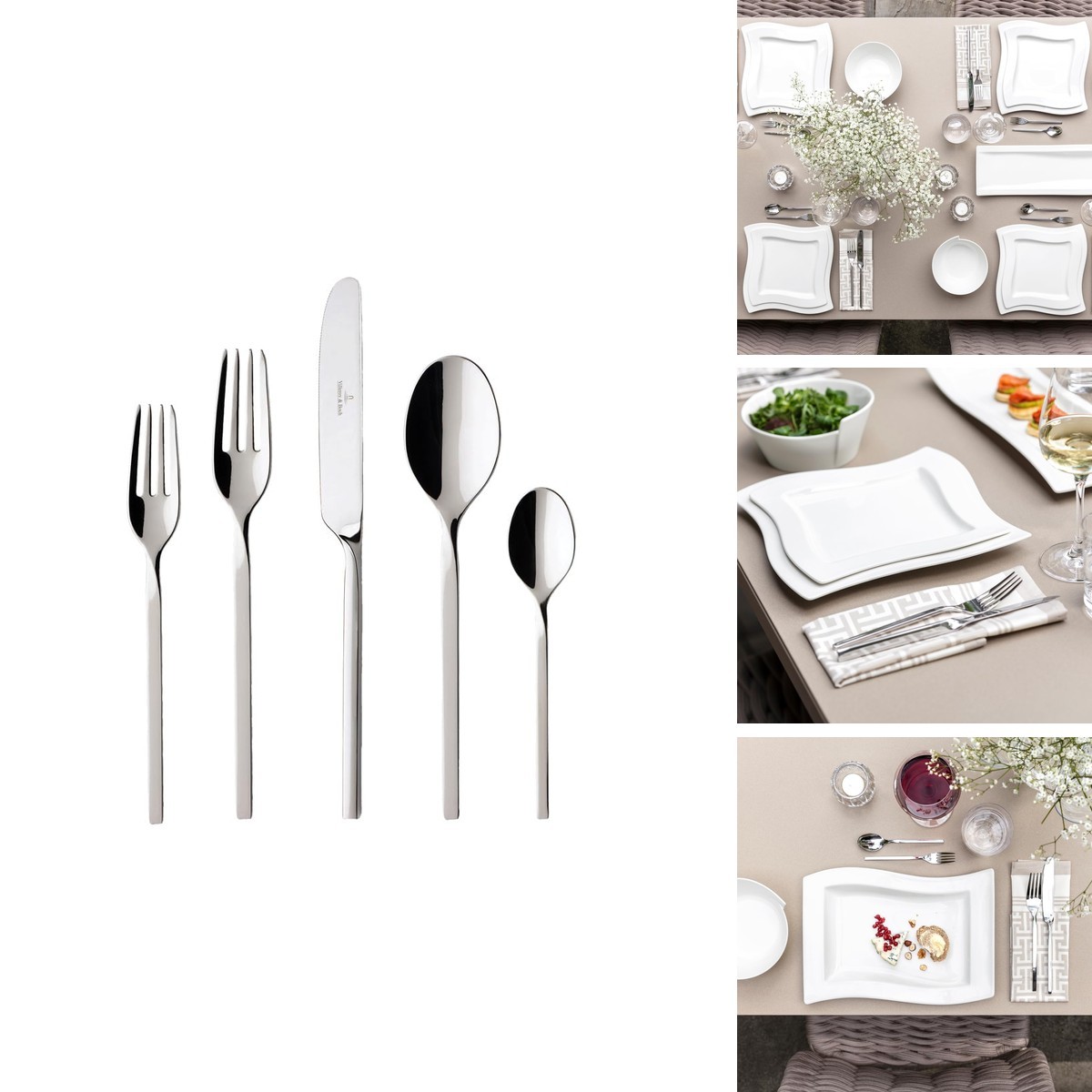 Villeroy & Boch New Wave 5-Piece Place Setting 18/10 Stainless Steel Service Villeroy & Boch New Wave 5-Piece Place Setting 18/10 Stainless Steel Service