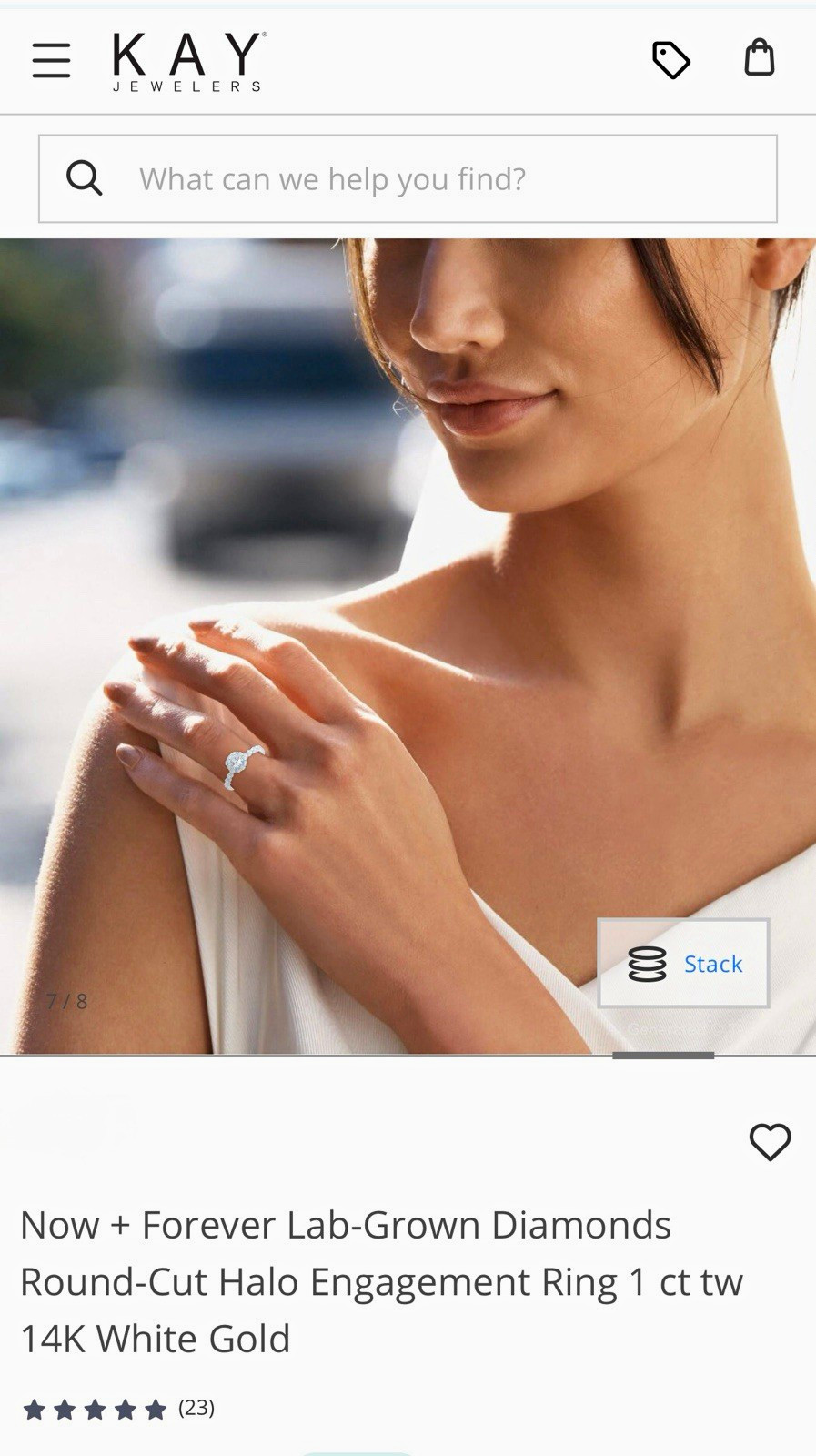 Kay Jewelers Now + Forever Lab-Grown 1ctw Round Halo Ring 14K WG 5.25 Kay Jewelers Now + Forever Lab-Grown 1ctw Round Halo Ring 14K WG 5.25